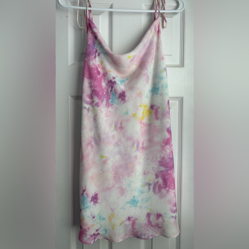 Resa cotton Candy pink tie dye mini dress in XS